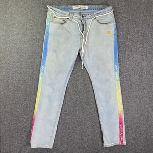 Virgil Abloh Jeans Mens 36x30 Rainbow Stripe Streetwear Fashion Made In Italy
